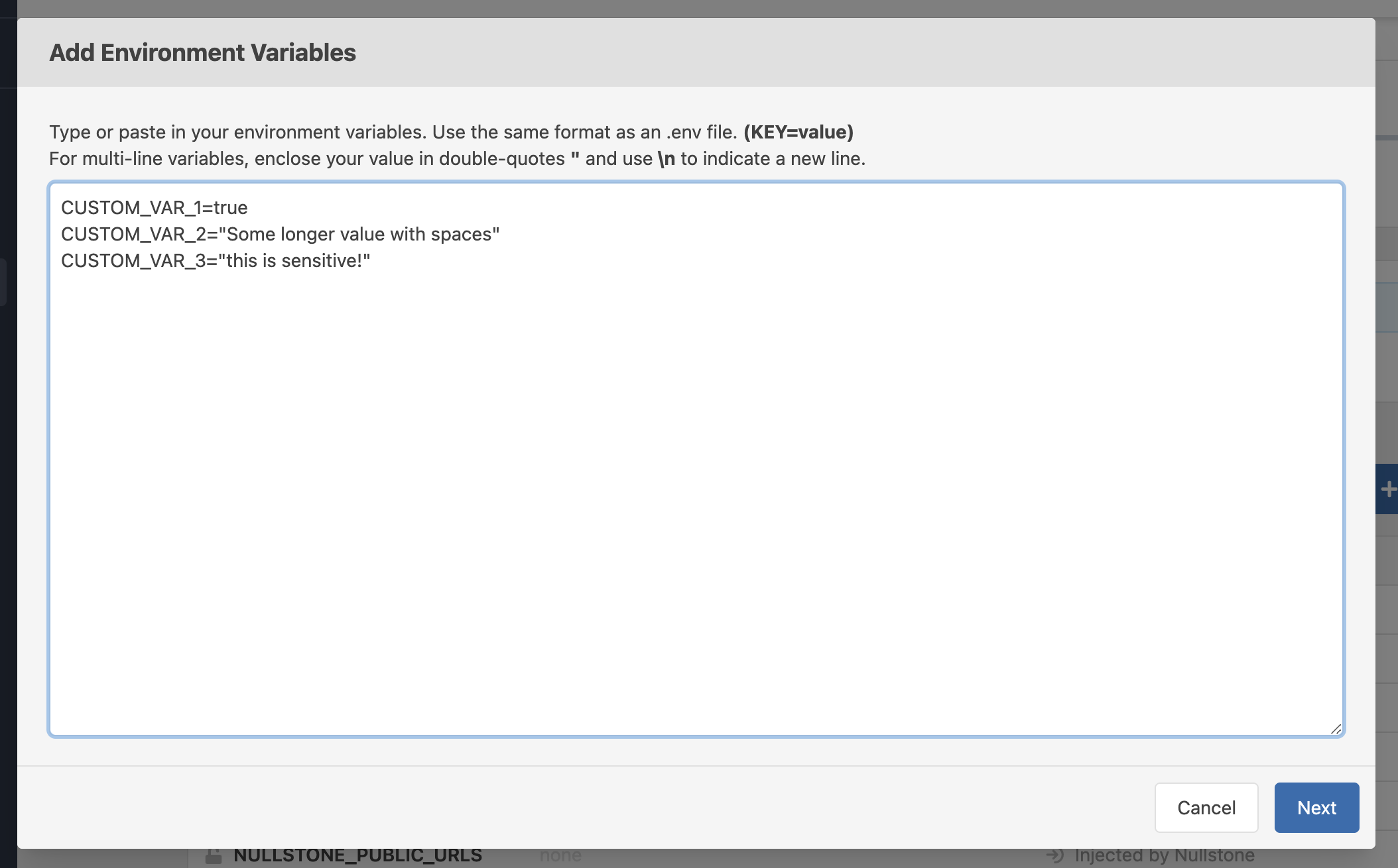 Add Multiple Environment Variables